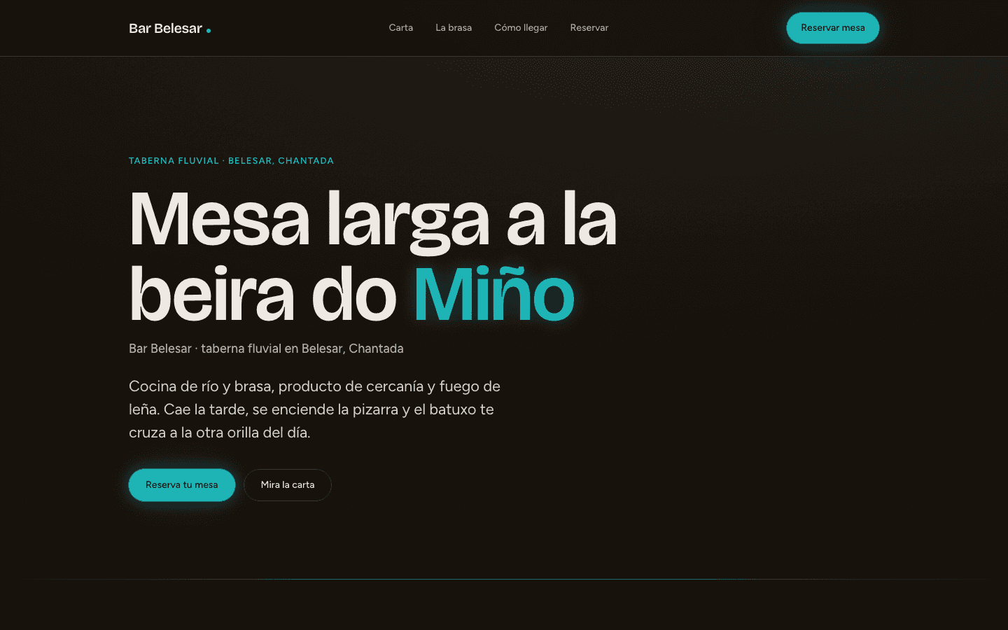 Captura de la cabecera de la web del Bar Batuxo, bar/restaurante fluvial