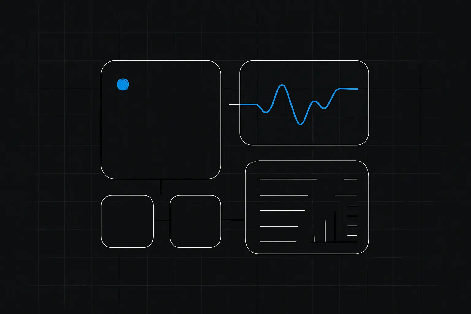 Ilustración conceptual del dashboard interno de operaciones de LichiroLabs: telemetría de agentes y automatizaciones (uso interno, en preparación)